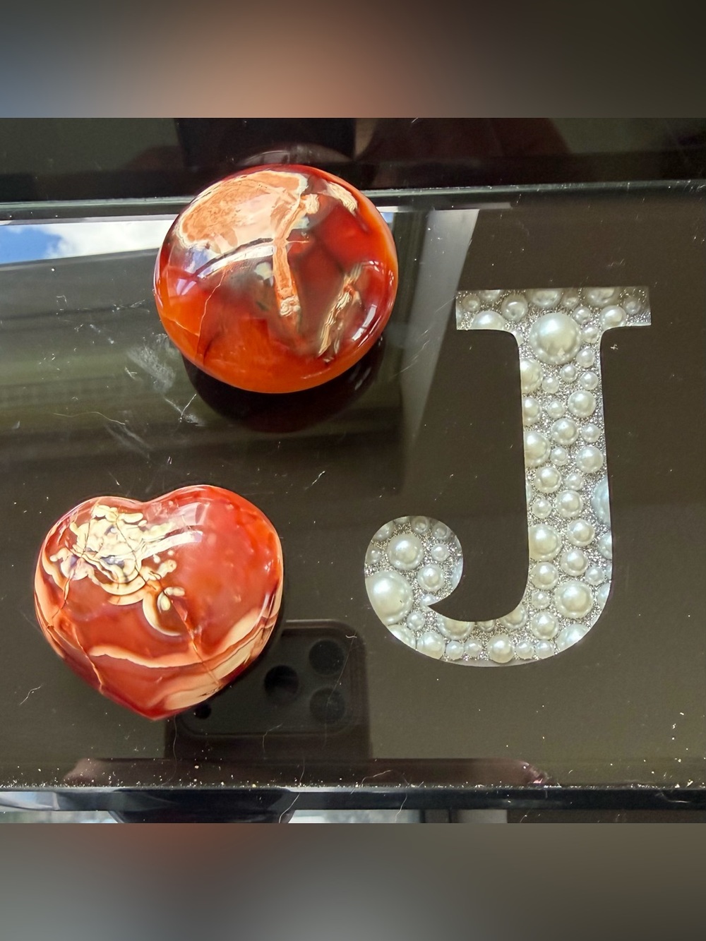 Set of Natural Carnelian Agate Palm Stones (Traditional and Heart Shaped)